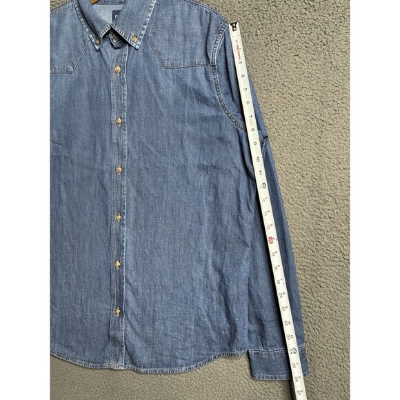 Vintage GAP Denim Shirt Mens Medium Blue Jean Long Sleeve Button Up Western Yoke - Picture 11 of 13